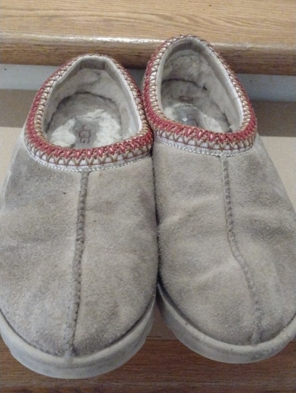 UGG Women's Slip-On Moccasins in White with Pink Trim